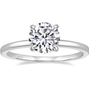 EAMTI Women’s Sterling Silver 1.5 Ct. Moissanite Solitaire Engagement Ring